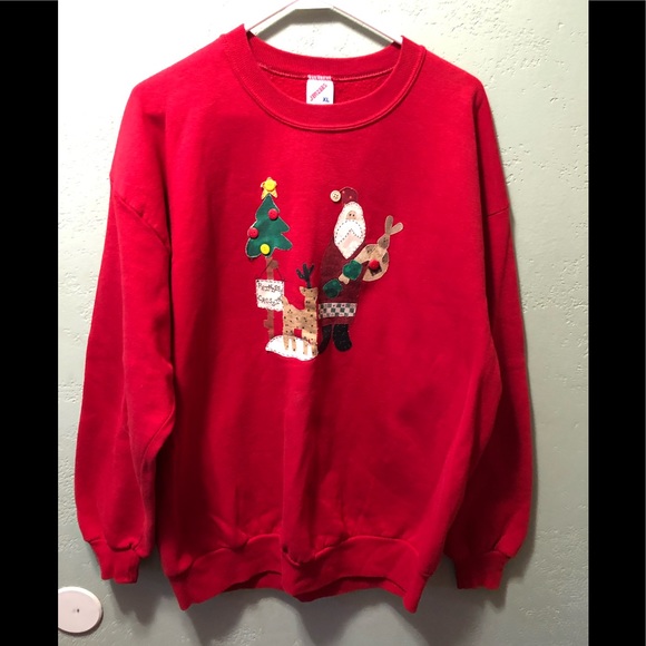 Jerzees Size XL Homemade Santa Claus sweatshirt with long sleeves
